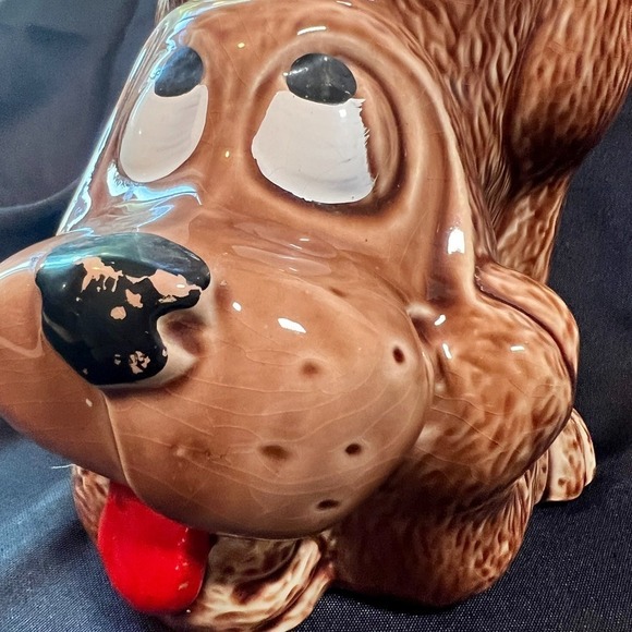 Vintage McCoy Thinking Dog Cookie Jar 0272 USA Brown Puppy Retro Kitchen Pottery - Picture 10 of 15